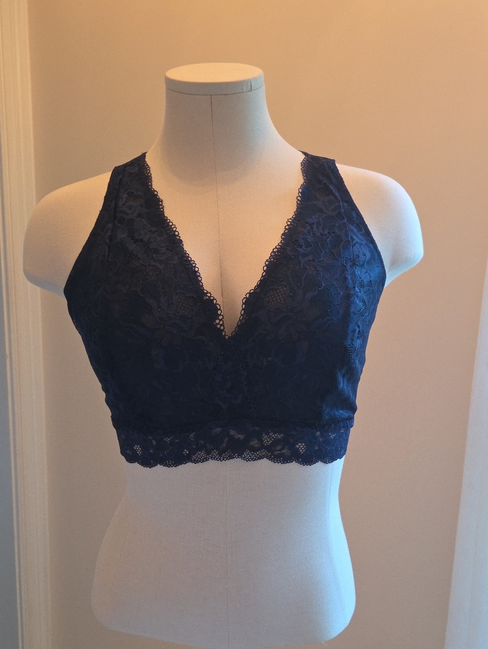 Soma Navy Lace V-Neck Bralette